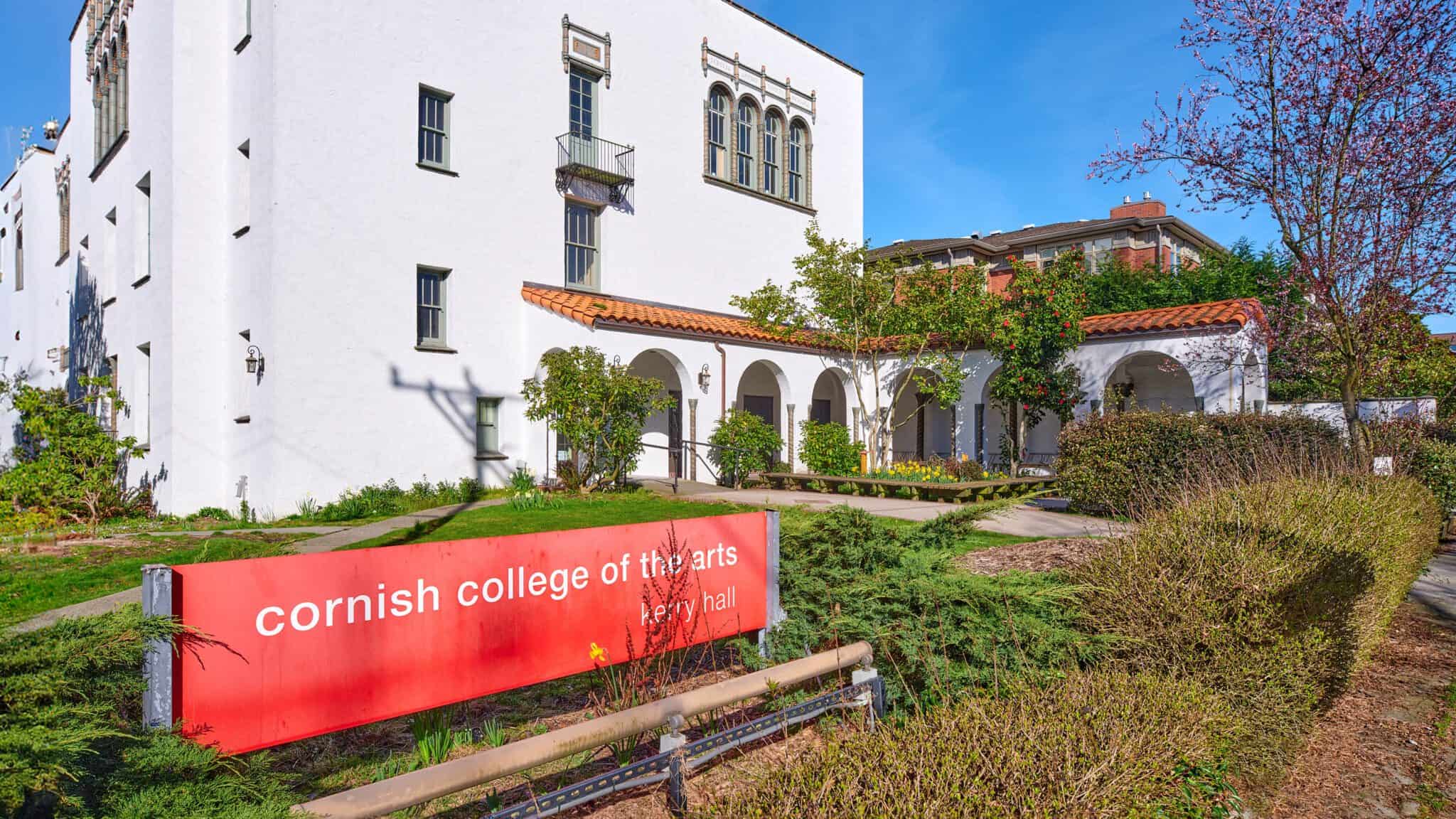 CornishKerryHall_16x9 Exterior view of the historic Cornish College of the Arts' Kerry Hall on a sunny day with clear skies.
